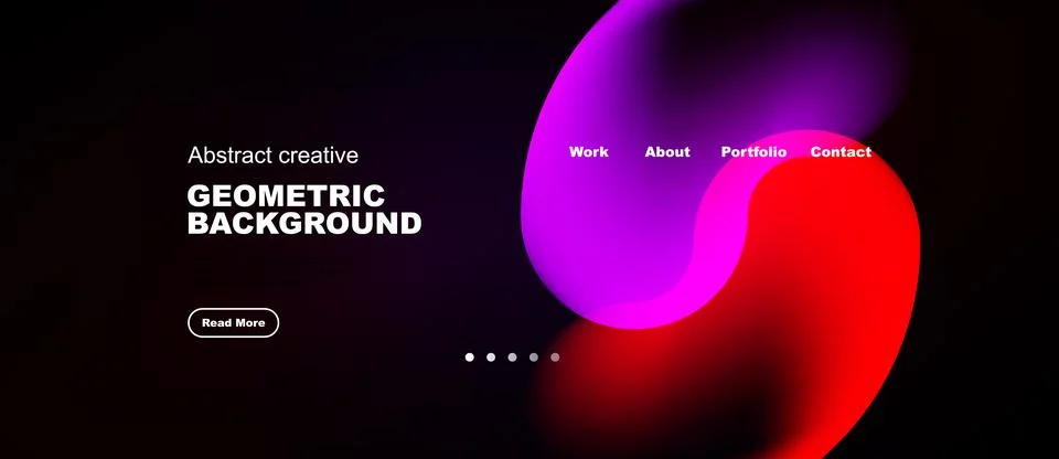 Dark background features vibrant overlapping shapes. Text highlights geometri 스톡 일러스트