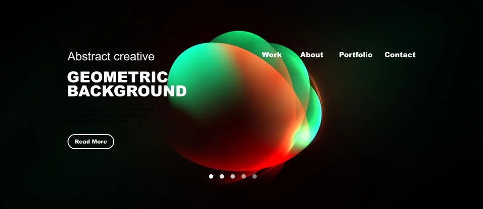 Dark background features vibrant, overlapping geometric shapes. Text elements Stock Illustration