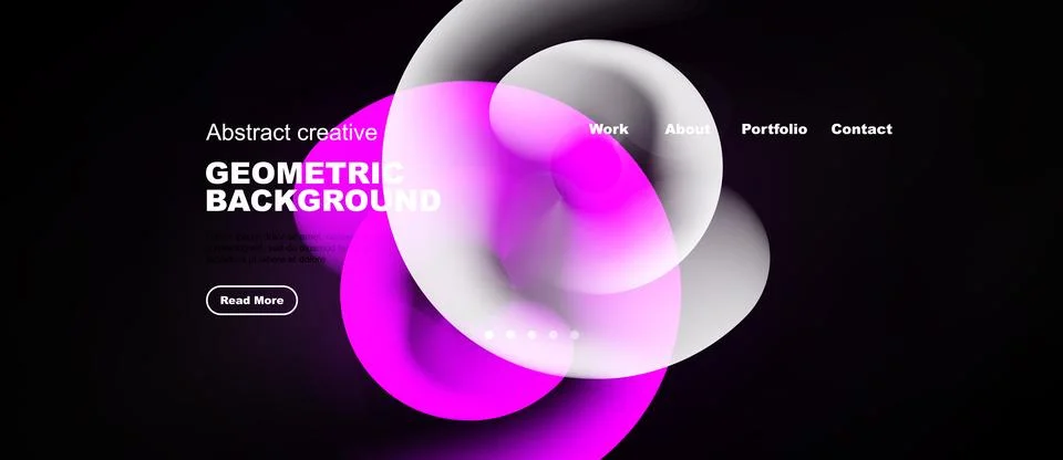 Dark background features vibrant overlapping circles. Text elements present Stock Illustration