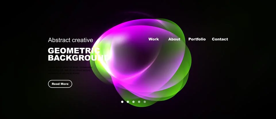 Dark background features vibrant overlapping shapes. Text elements include .. Stock Illustration