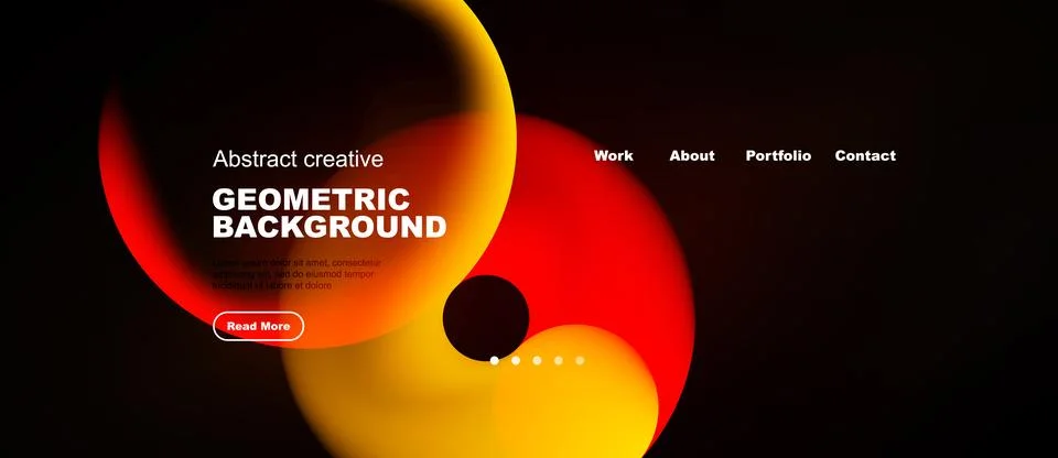 Dark background features vibrant overlapping shapes. Text elements include .. Stock Illustration