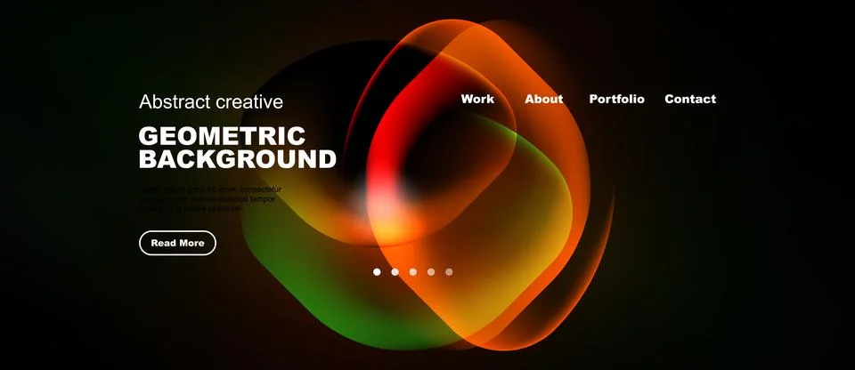 Dark background features vibrant overlapping circles. Text elements present Stock Illustration
