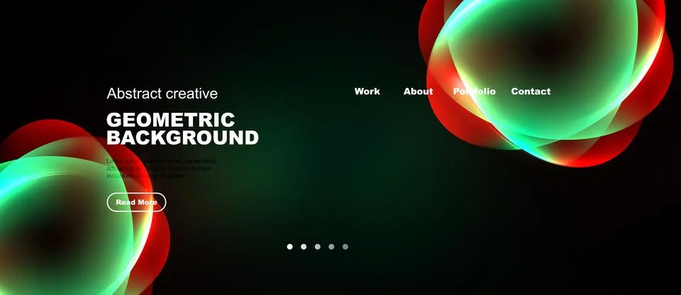 Dark background features vibrant overlapping circles. Text elements include.. Stock Illustration