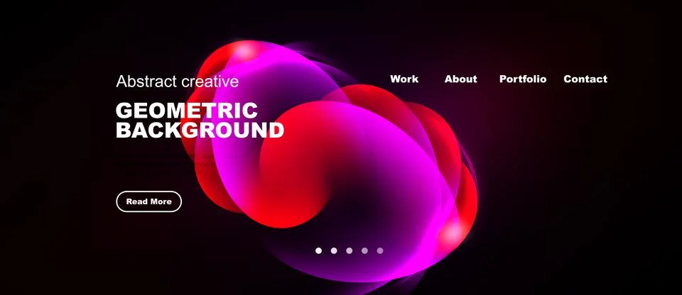 Dark background features vibrant overlapping shapes. Text highlights geometri 스톡 일러스트