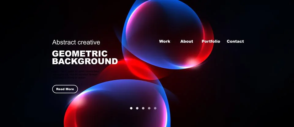 Dark background features vibrant overlapping shapes. Text highlights geometri 스톡 일러스트