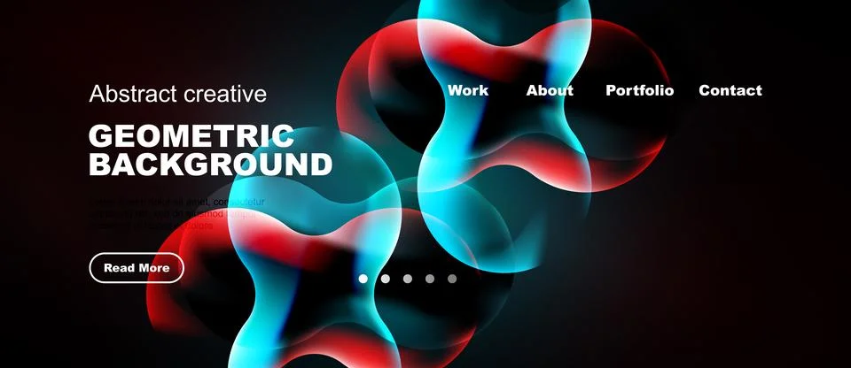 Dark background features vibrant overlapping shapes. Text promotes creative Stock Illustration