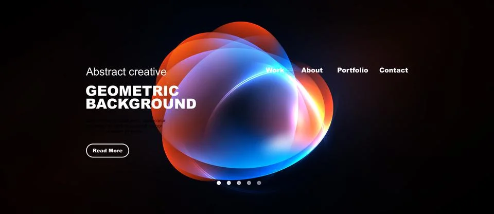 Dark background features vibrant overlapping circles. Text elements include Stock Illustration