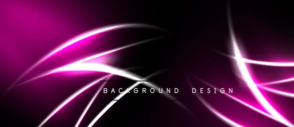 Dark background features vibrant pink glowing lines. Abstract design creates Stock Illustration