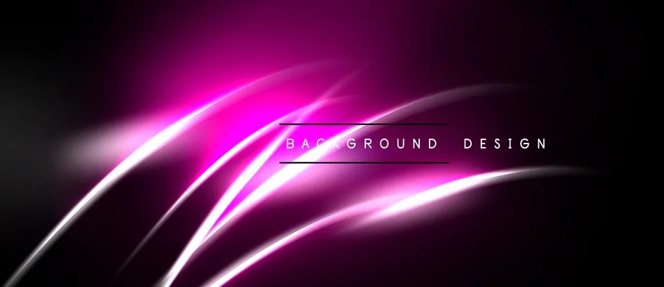 Dark background features vibrant pink lines, curves. Modern design elements Stockillustratie