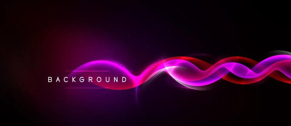 Dark background features vibrant pink, purple, red light waves. Text reads Illustrazione stock