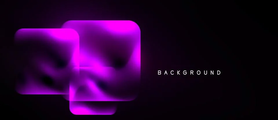 Dark background features vibrant pink geometric shapes. Overlapping squares Illustrazione stock