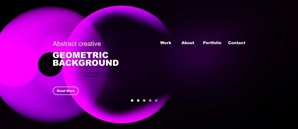 Dark background features vibrant pink overlapping circles. Text elements in.. イラスト素材