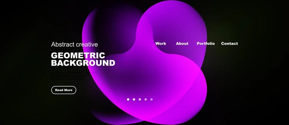 Dark background features vibrant pink abstract shapes. Text elements include Stock Illustration