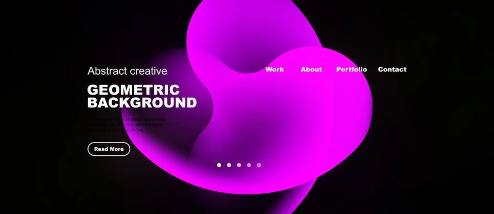 Dark background features vibrant pink shapes, text elements, navigation opt.. 스톡 일러스트