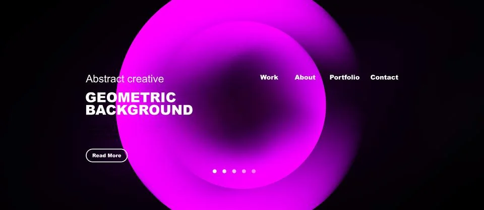 Dark background features vibrant pink geometric shapes. Text elements include Stock Illustration