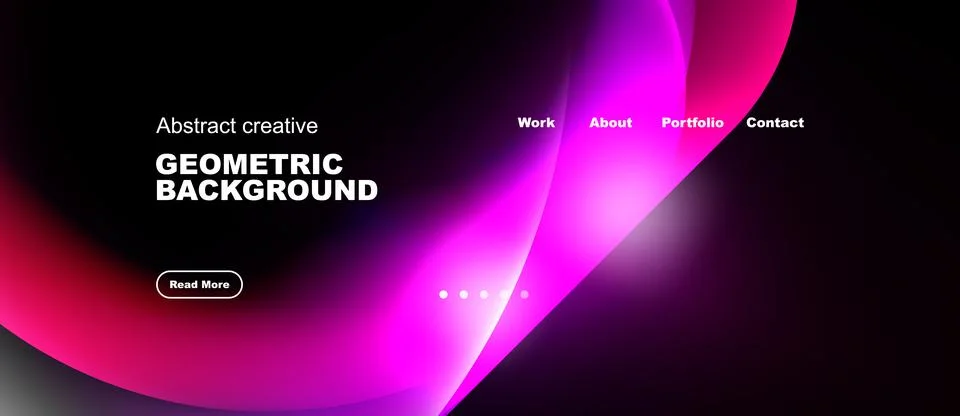 Dark background features vibrant pink abstract shapes. Text includes geometri Stockillustratie