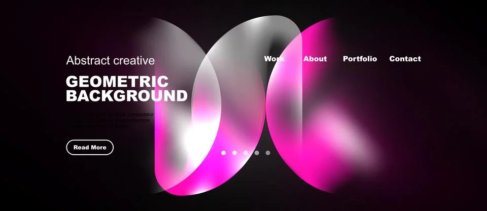 Dark background features vibrant pink, purple geometric shapes. Website heade 스톡 일러스트