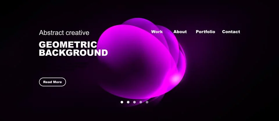 Dark background features vibrant pink abstract shapes. Text displays geometri Stock Illustration
