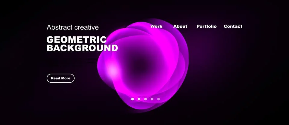 Dark background features vibrant pink geometric shapes, text elements, Stock Illustration