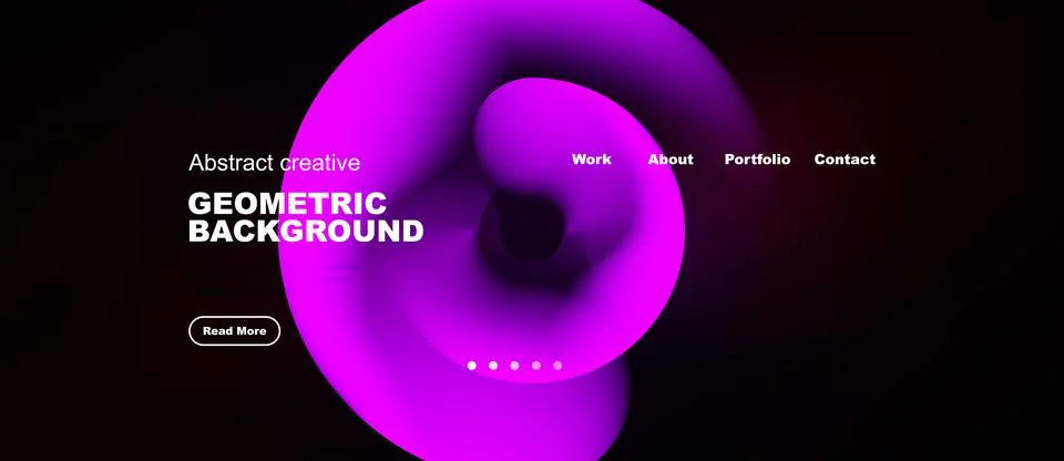 Dark background features vibrant purple abstract shape. Text elements include Stock Illustration