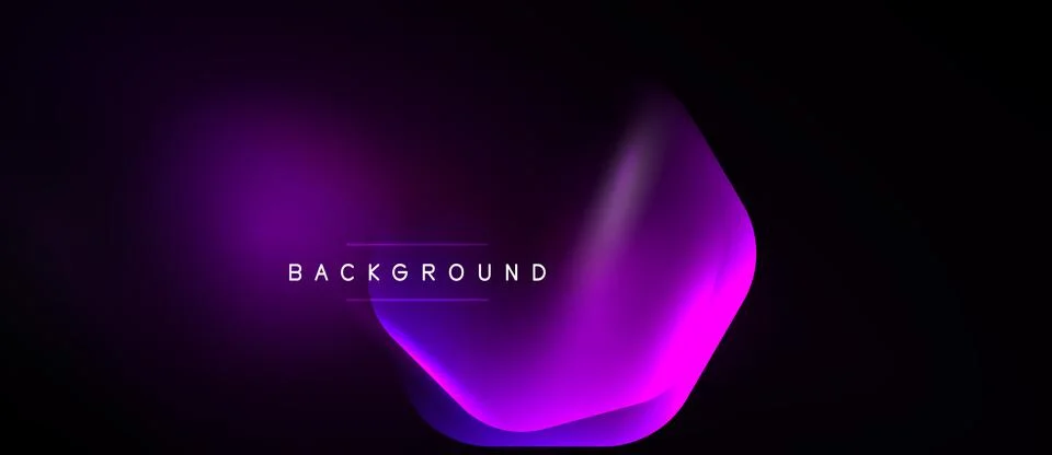Dark background features vibrant purple fluid shapes. Gradient colors create Illustrazione stock