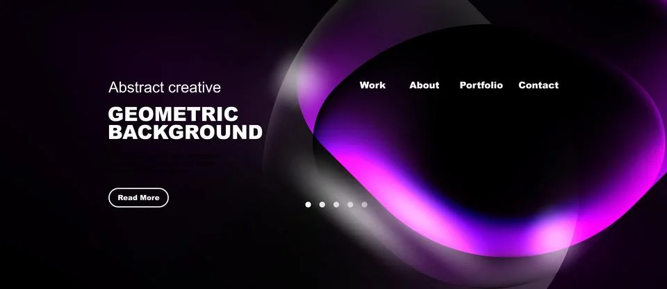 Dark background features vibrant purple abstract shapes, text elements, 스톡 일러스트