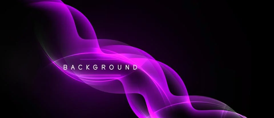 Dark background features vibrant purple flowing lines. Smooth curves create Stock Illustration