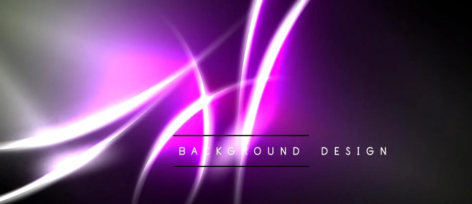 Dark background features vibrant purple, white light streaks. Modern design Stock Illustration