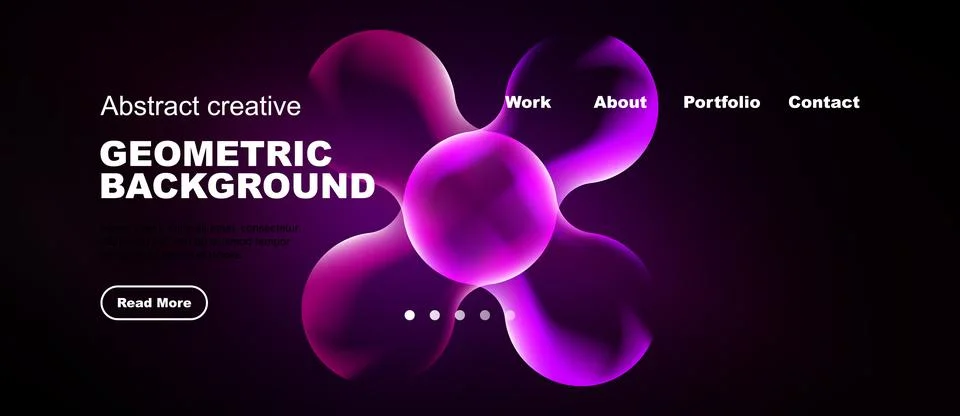 Dark background features vibrant purple abstract shapes. Text elements includ Stockillustratie