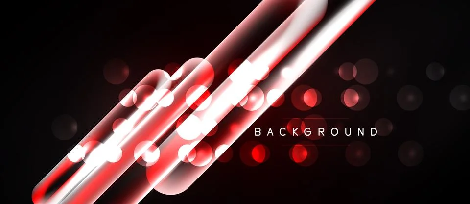 Dark background features vibrant red light streaks, glowing orbs. Modern desi 스톡 일러스트