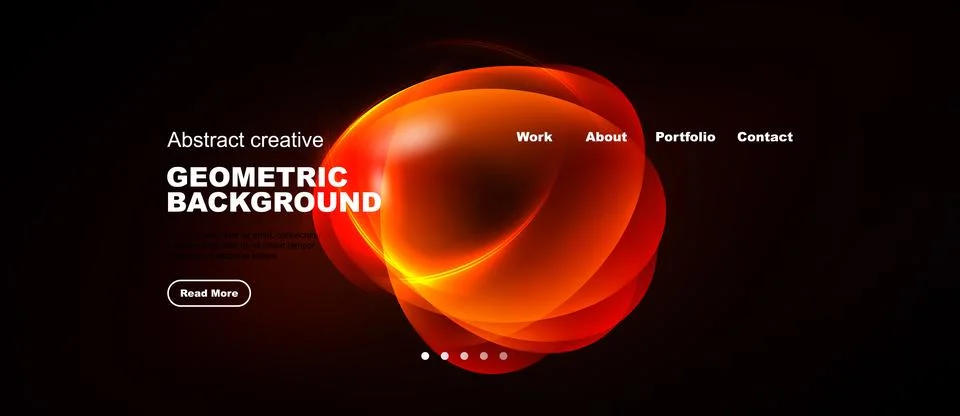 Dark background features vibrant red geometric shape. Text elements include Stock Illustration