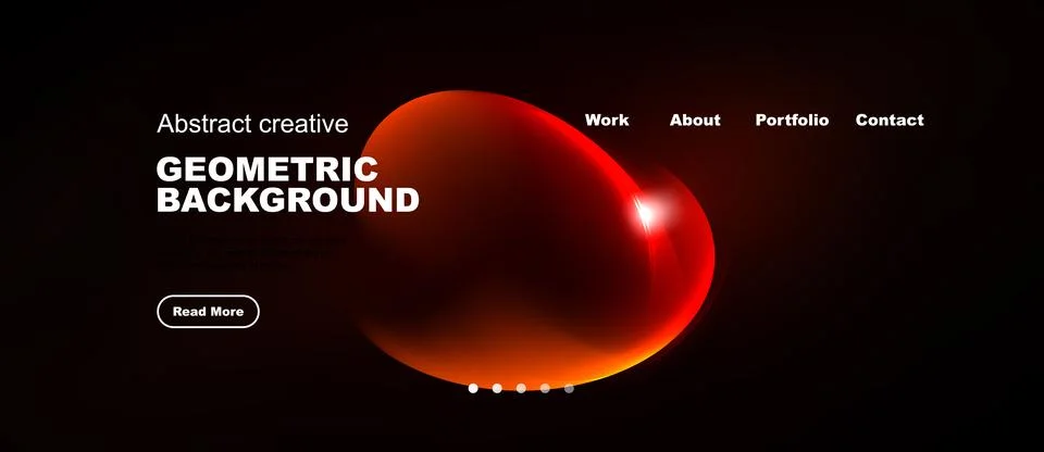Dark background features vibrant red abstract shapes, text elements, navigati イラスト素材