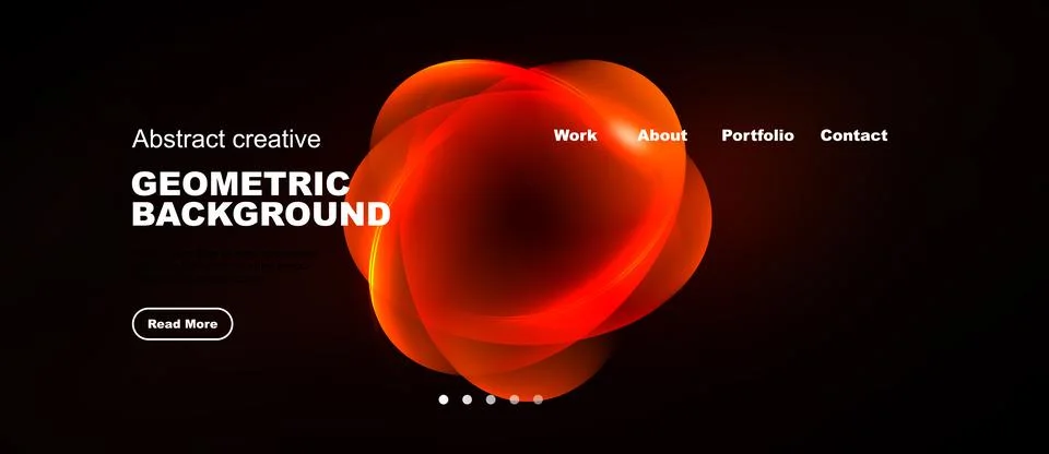 Dark background features vibrant red abstract shape. Website navigation inc.. Stock Illustration