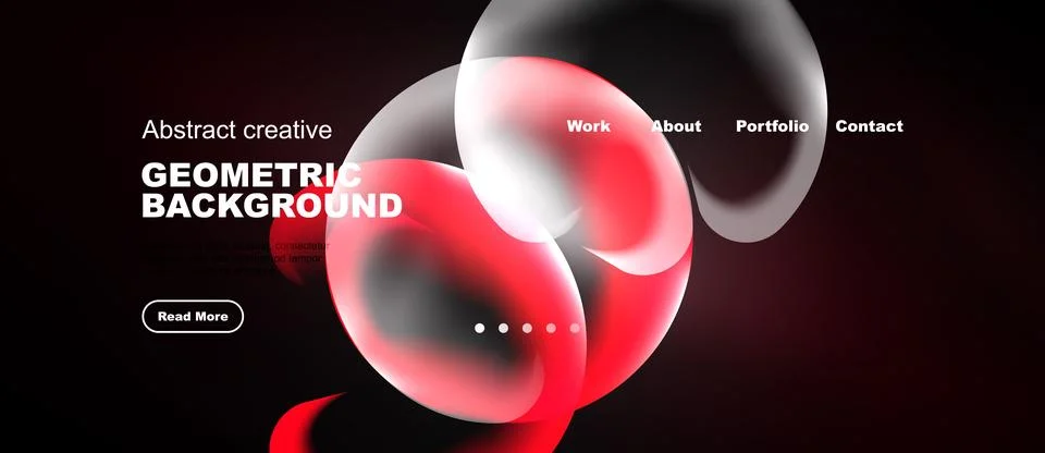 Dark background features vibrant red, white shapes. Text highlights geometric Stock-Illustration