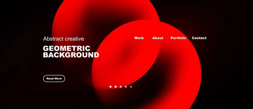 Dark background features vibrant red abstract shapes. White text displays Stock Illustration