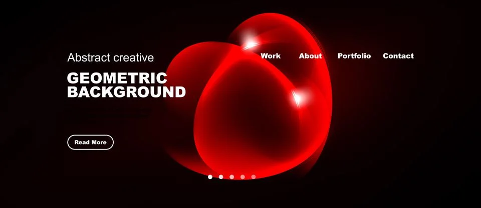Dark background features vibrant red abstract shapes. Text elements include Stock Illustration