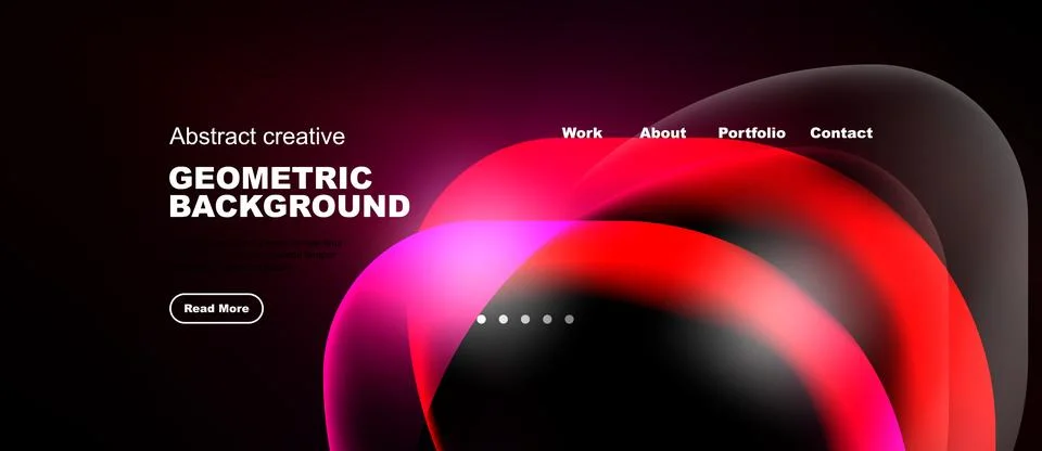 Dark background features vibrant red, pink shapes. Website header includes イラスト素材