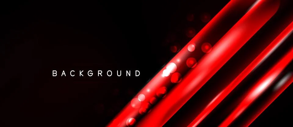 Dark background features vibrant red lines, glowing orbs. Modern design sug.. Stock Illustration