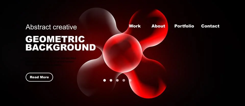 Dark background features vibrant red geometric shapes. Minimalist design Stock Illustration