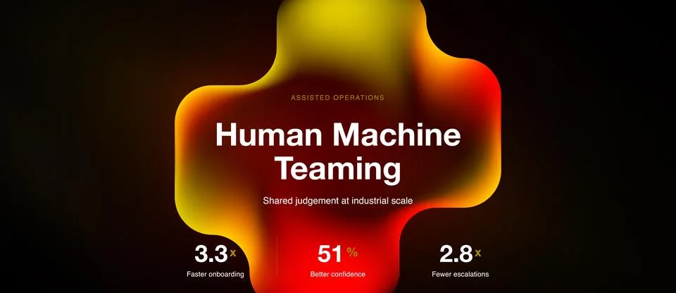 Dark background features vibrant red graphic. Text highlights human machine Stock Illustration