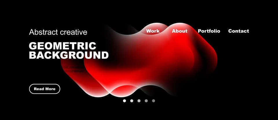 Dark background features vibrant red, white shapes. Menu options include work 스톡 일러스트