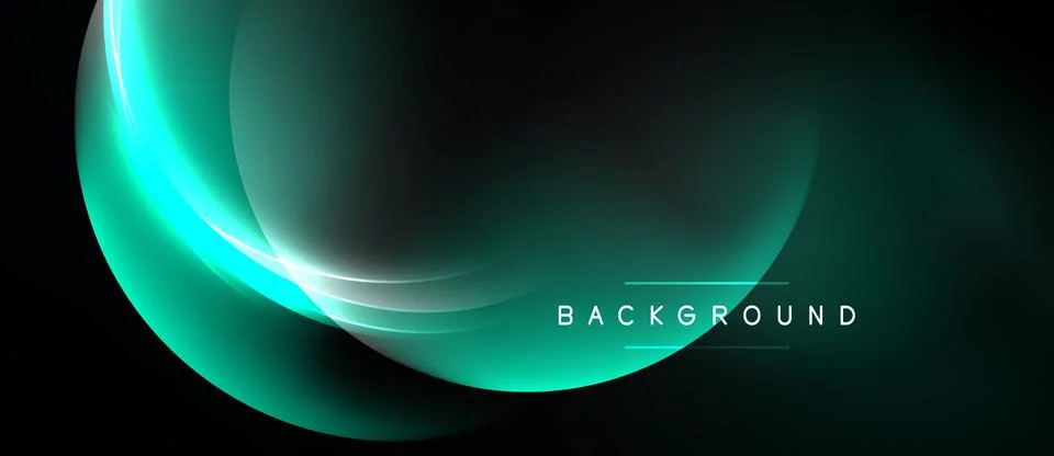 Dark background features vibrant teal curves. Smooth gradients create luminou Illustrazione stock