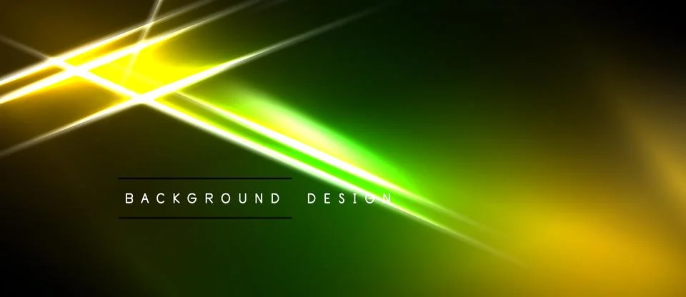 Dark background features vibrant yellow, green light streaks. Modern design Illustrazione stock