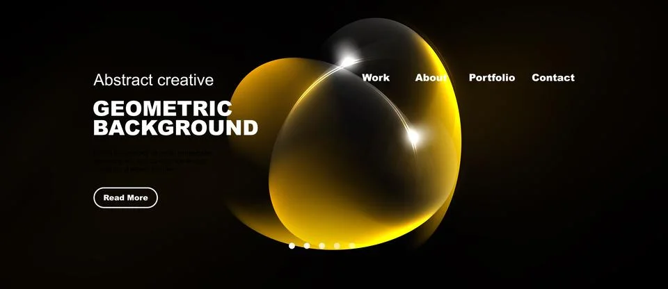 Dark background features vibrant yellow geometric shapes. Text includes optio Stock Illustration
