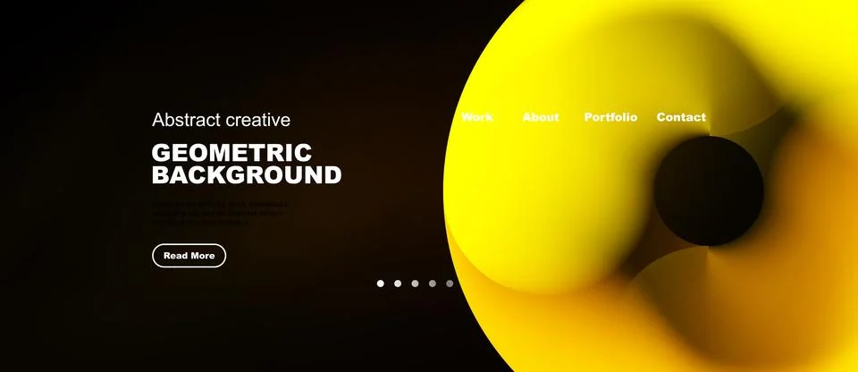 Dark background features vibrant yellow geometric shapes. Text includes abs.. 스톡 일러스트