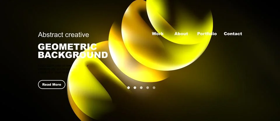 Dark background features vibrant yellow fluid shapes. Text includes options.. Stock Illustration