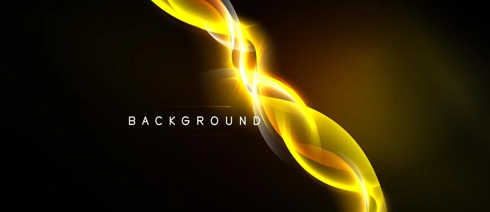 Dark background features vibrant yellow swirling lines. Bright energy radiate イラスト素材