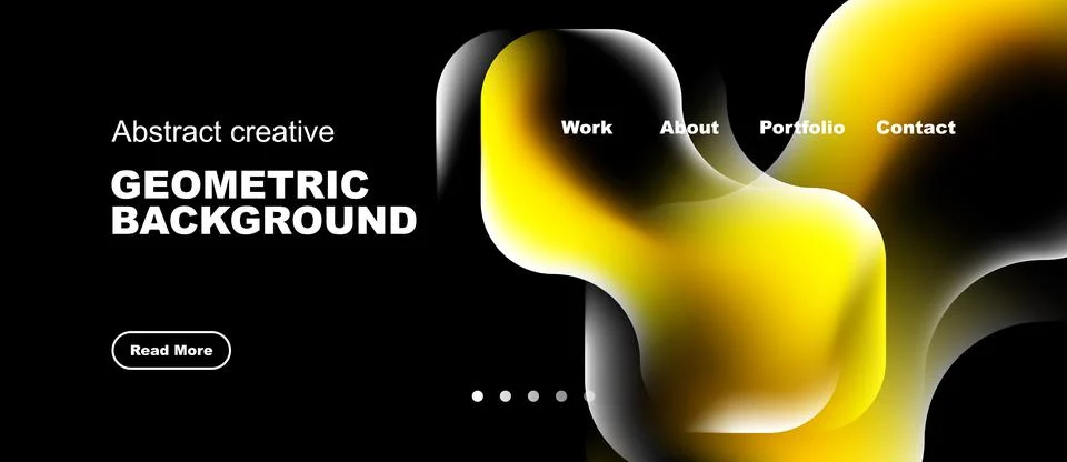 Dark background features vibrant yellow, orange shapes. Menu options include 스톡 일러스트