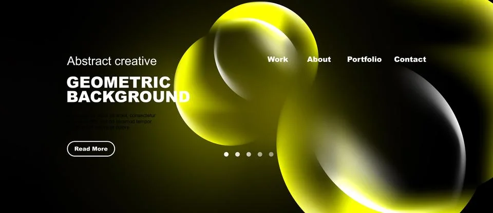 Dark background features vibrant yellow, blurred shapes. Minimalist design wi Stock Illustration