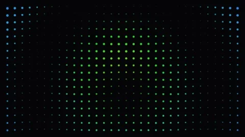 A dark background featuring a grid of evenly spaced glowing yellow dots Video stock 335117286
